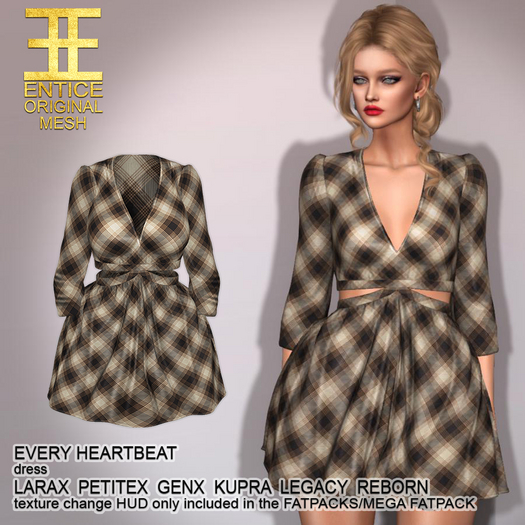 Entice - Every Heartbeat Dress - Plaid - Cocoa