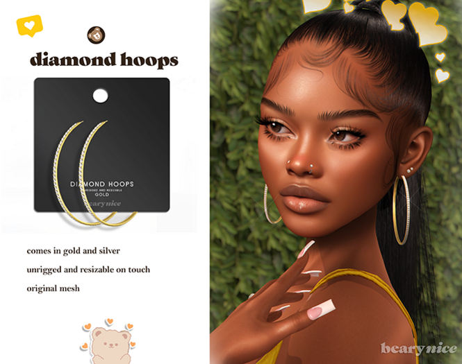 beary.// diamond hoops - fatpack 