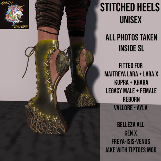 UPDATED - Angry Unicorn - Stitched Heels Yellow