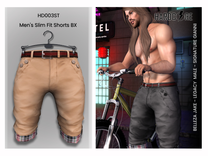 :: HARDCORE :: (HD003ST) Men's Slim Fit Shorts BX [ADD]