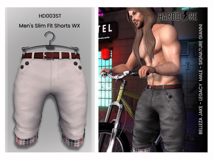 :: HARDCORE :: (HD003ST) Men's Slim Fit Shorts WX