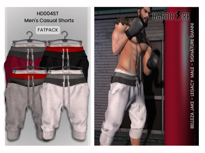 :: HARDCORE :: (HD004ST) Men's Casual Shorts - Fatpack 