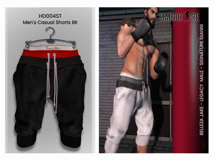 :: HARDCORE :: (HD004ST) Men's Casual Shorts BK