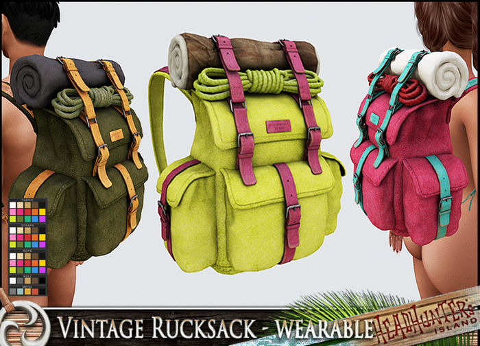 HeadHunter's Island - Vintage Rucksack (backpack) - wearable - UNISEX attachment - MESH