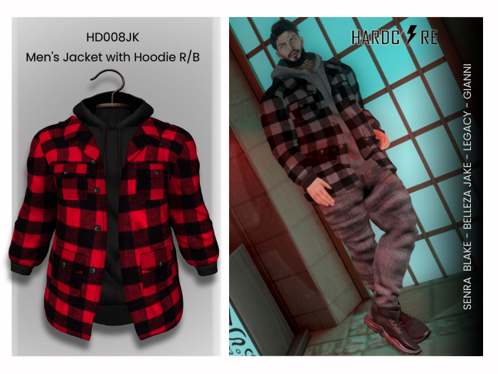 :: HARDCORE :: (HD008JK) Men's Jacket with Hoodie R/B 