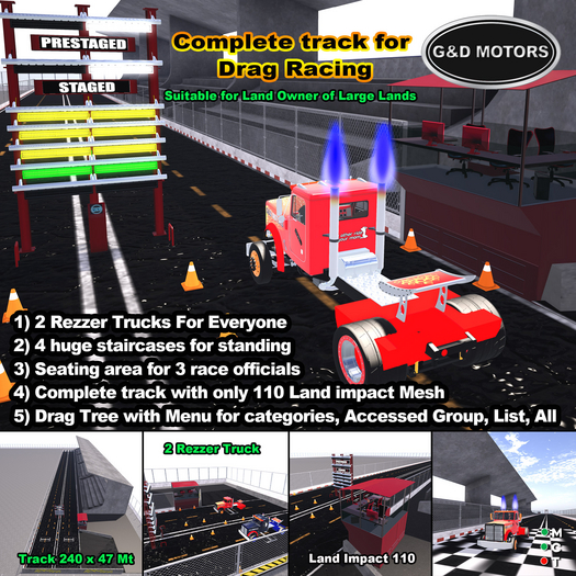G&D MOTORS Complete Track for Drag Racing