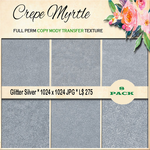 Crepe Myrtle Glitter Silver