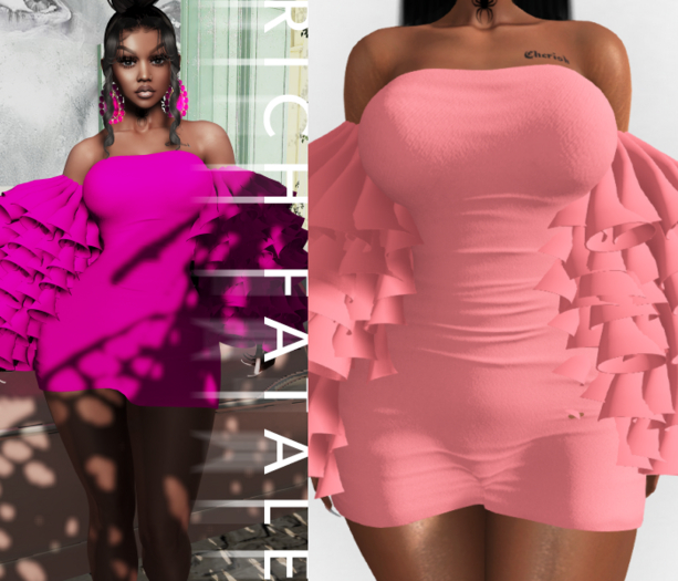 $RICH FATALE - MAMACITA RUFFLE DRESS - MAUVE