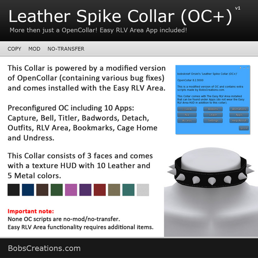Leather Spike Collar (OC+) 