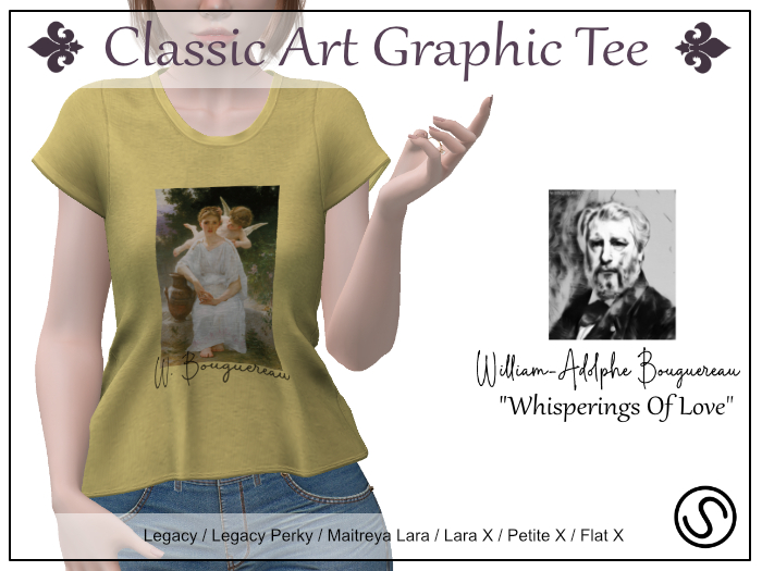 Bouguereau Graphic Tee (yellow) - Legacy / Perky / Maitreya / LaraX / PetiteX / FlatX