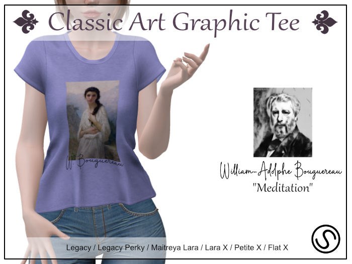 Bouguereau Graphic Tee (blue) - Legacy / Perky / Maitreya / LaraX / PetiteX / FlatX