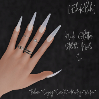 Second Life Marketplace - [EhKlah] Nude Glitter Stiletto Nails L