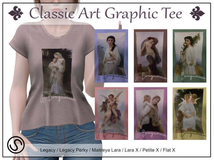 Bouguereau Graphic Tee - FATPACK - Legacy / Perky / Maitreya / LaraX / PetiteX / FlatX