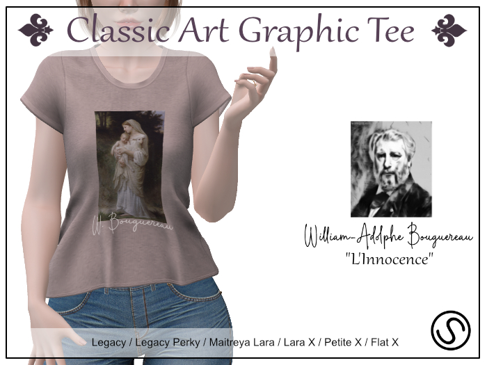 Bouguereau Graphic Tee (beige) - Legacy / Perky / Maitreya / LaraX / PetiteX / FlatX