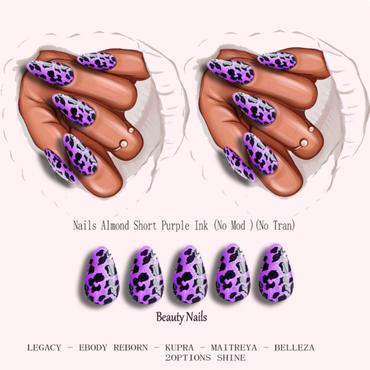 BN - Nails Almond Short - Purple Ink  #2 Options