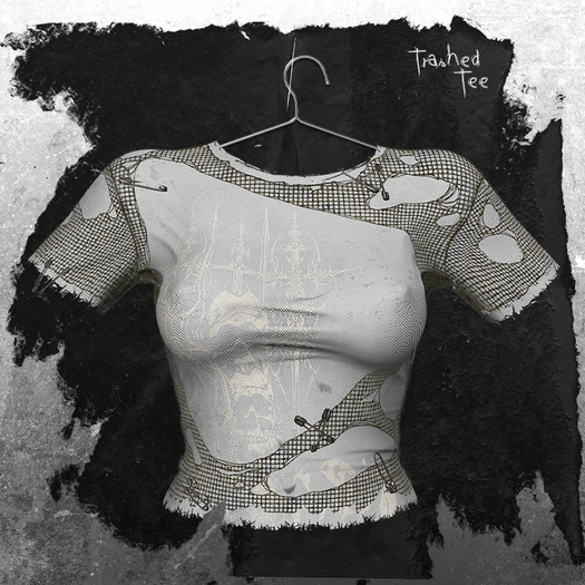 +WORN+ Trashed Tee WHITE D SIGIL