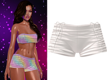 Kimmy Cinched Shorts 2.0 [White] - Maitreya Lara • LaraX • Petite • PetiteX • Legacy • Reborn Clothing