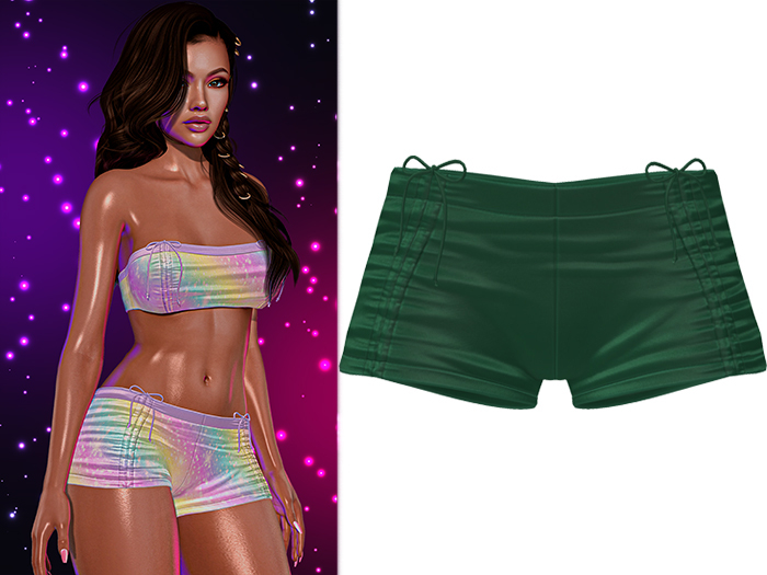 Kimmy Cinched Shorts 2.0 [Emerald] - Maitreya Lara • LaraX • Petite • PetiteX • Legacy • Reborn Clothing