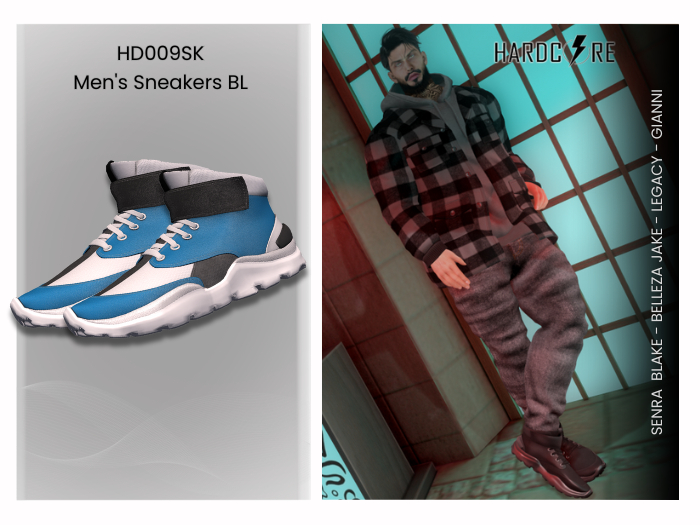 :: HARDCORE :: (HD009SK) Men's Sneakers BL