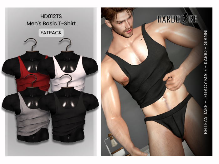 :: HARDCORE :: (HD012TS) Men's Basic T-Shirt - Fatpack 