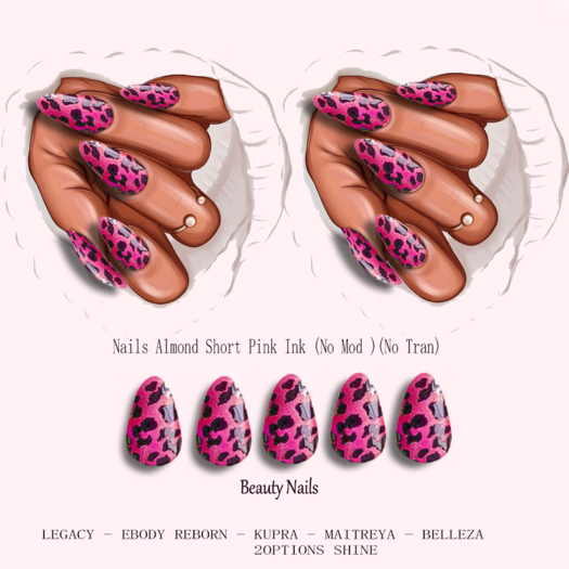 BN - Nails Almond Short - Pink Ink #2 Options