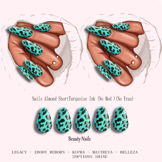 BN - Nails Almond Short . Green Ink #2 Options