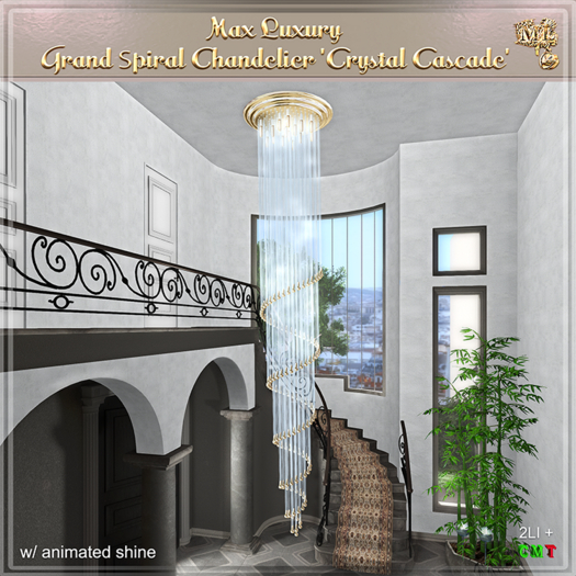 Max Luxury - Grand Spiral Chandelier 'Crystal Cascade'