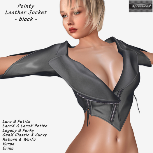[Xprs] - Pointy Leather Jacket Black (Lara-x included)