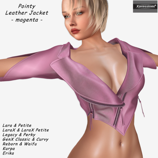 [Xprs] - Pointy Leather Jacket Magenta  (LaraX included)