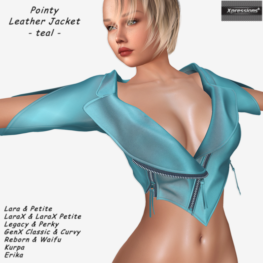 [Xprs] - Pointy Leather Jacket Teal (LaraX included)