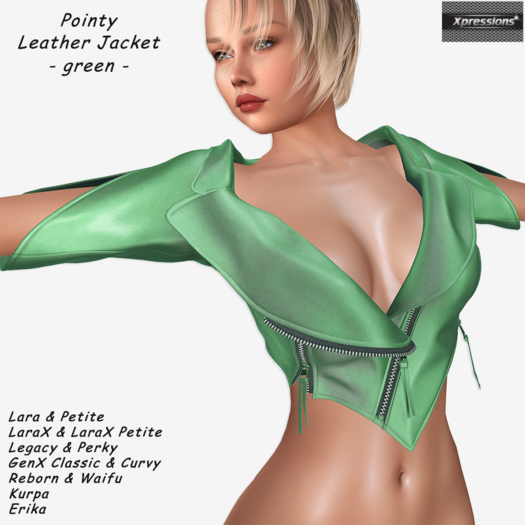 [Xprs] - Pointy Leather Jacket Green (LaraX included)