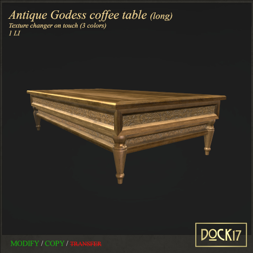 #Dock17# Antique Godess Coffee table (Long) package (ADD)