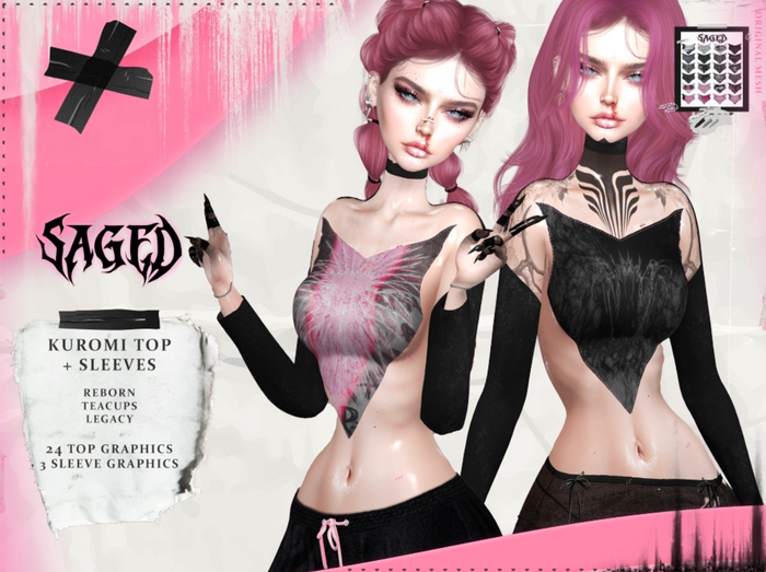 SAGED. Kuromi Top & Sleeves. Fatpack