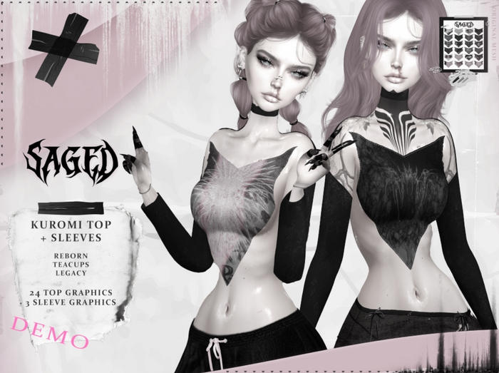 SAGED DEMO. Kuromi Top & Sleeves