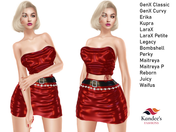 Red Skirt Outfit with Pearl Belt