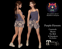 Short Set Purple Flowers LaraX ((ADD))