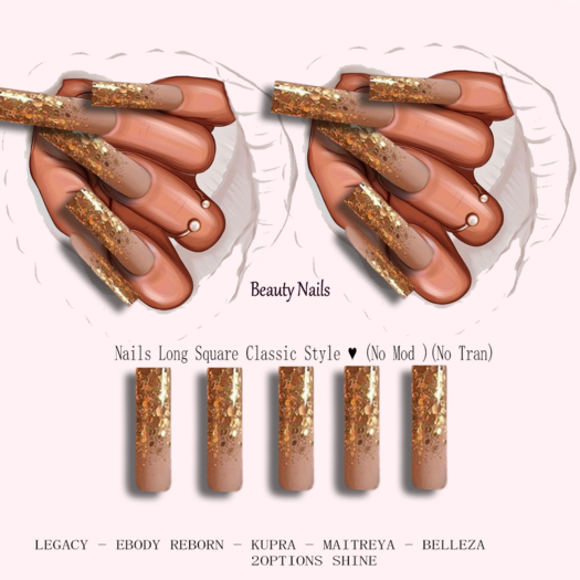 BN - Nails Long Square - Classic Style #2 Options