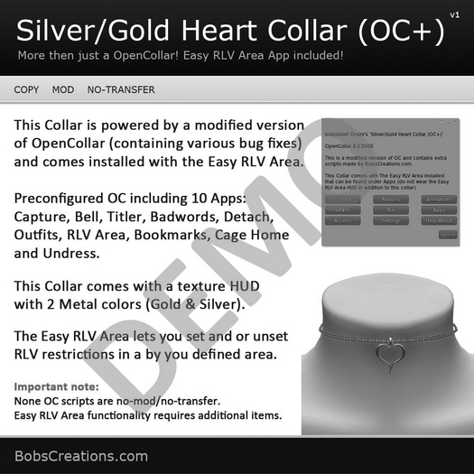 Silver/Gold Heart Collar (OC+) DEMO