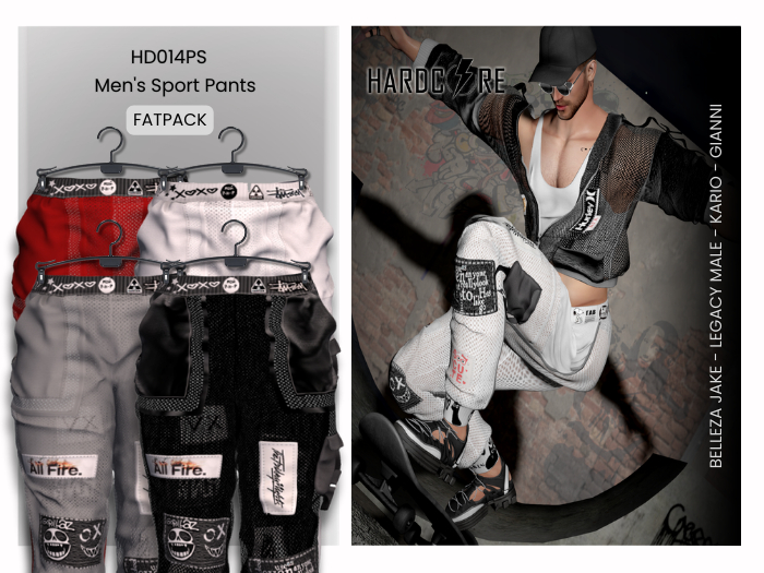 :: HARDCORE :: (HD014PS) Men's Sport Pants - Fatpack