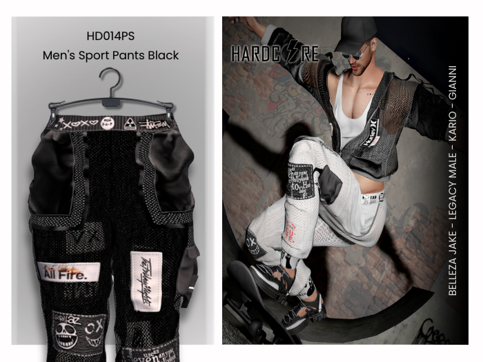 :: HARDCORE :: (HD014PS) Men's Sport Pants - Black