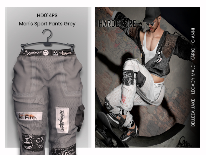 :: HARDCORE :: (HD014PS) Men's Sport Pants - Grey 