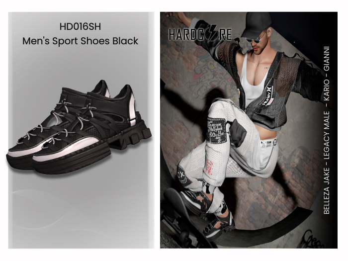 :: HARDCORE :: (HD016SH) Men's Sport Shoes - Black 