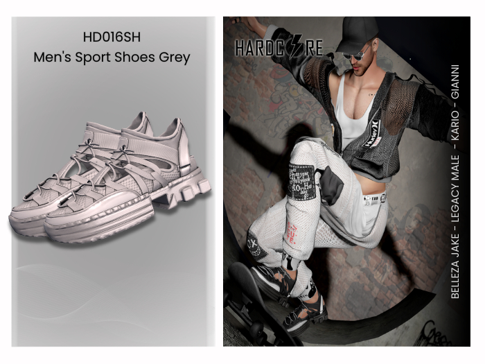 :: HARDCORE :: (HD016SH) Men's Sport Shoes - Grey 