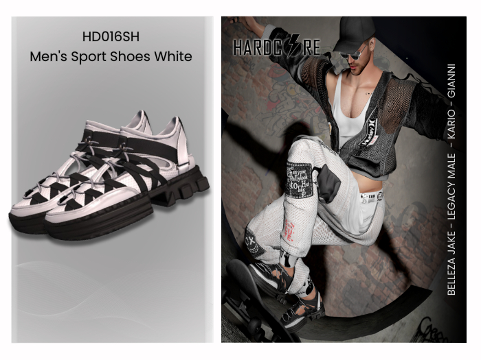 :: HARDCORE :: (HD016SH) Men's Sport Shoes - White 