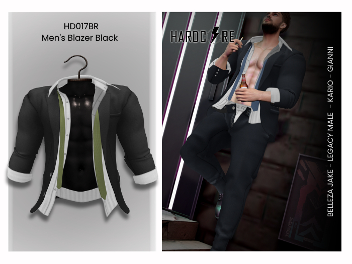 :: HARDCORE :: (HD017BR) Men's Blazer Black
