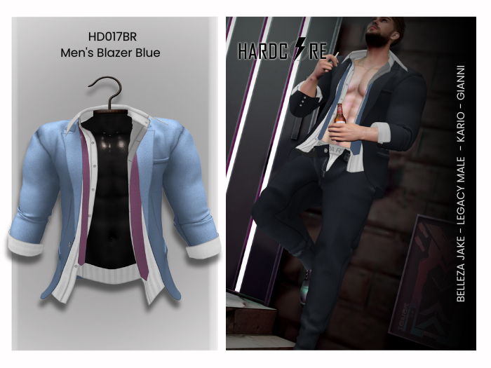 :: HARDCORE :: (HD017BR) Men's Blazer Blue