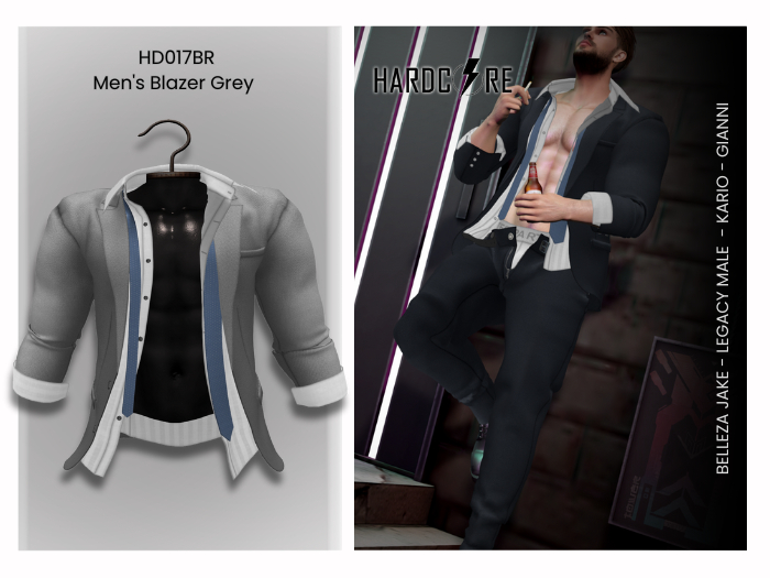 :: HARDCORE :: (HD017BR) Men's Blazer Grey