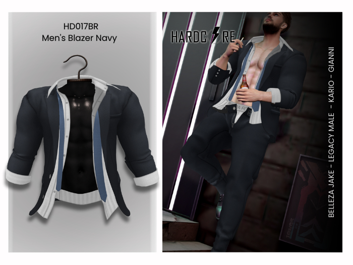:: HARDCORE :: (HD017BR) Men's Blazer Navy