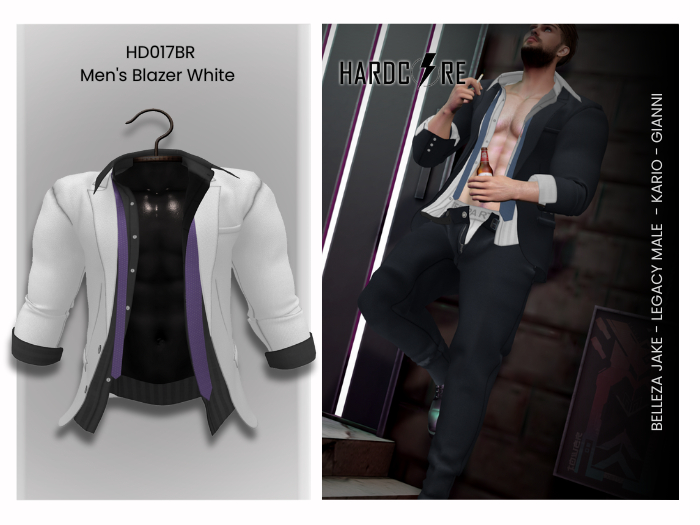 :: HARDCORE :: (HD017BR) Men's Blazer White