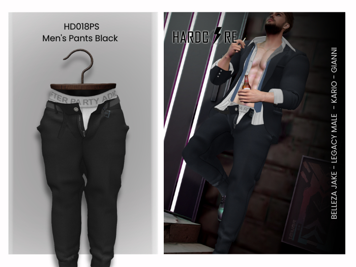 :: HARDCORE :: (HD018PS) Men's Pants Black